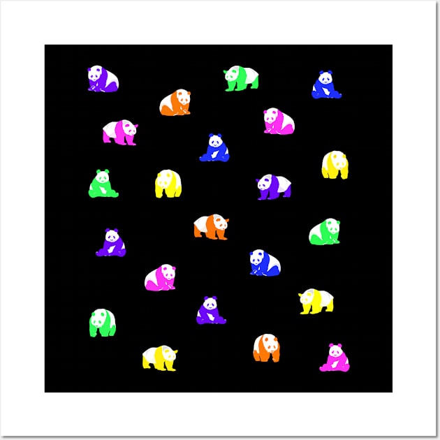 Panda Pattern in Rainbow Brights Wall Art by OneThreeSix